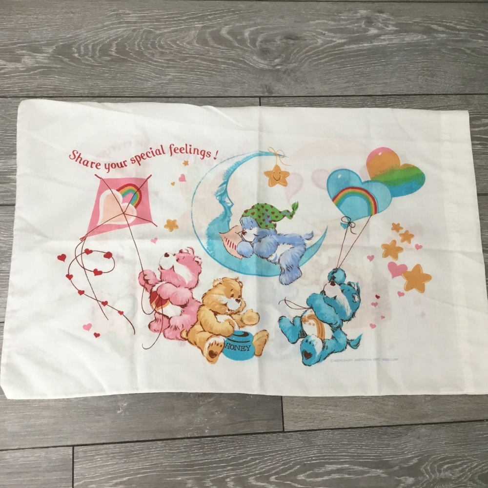 Vintage 1982 Care Bears Reversible Pillow Case